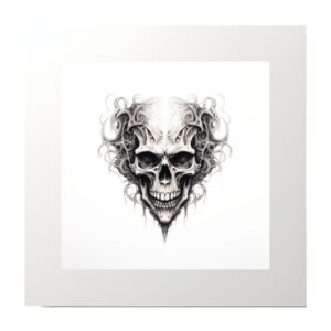 Black and White Graphic Skull Art Graphic Art Print